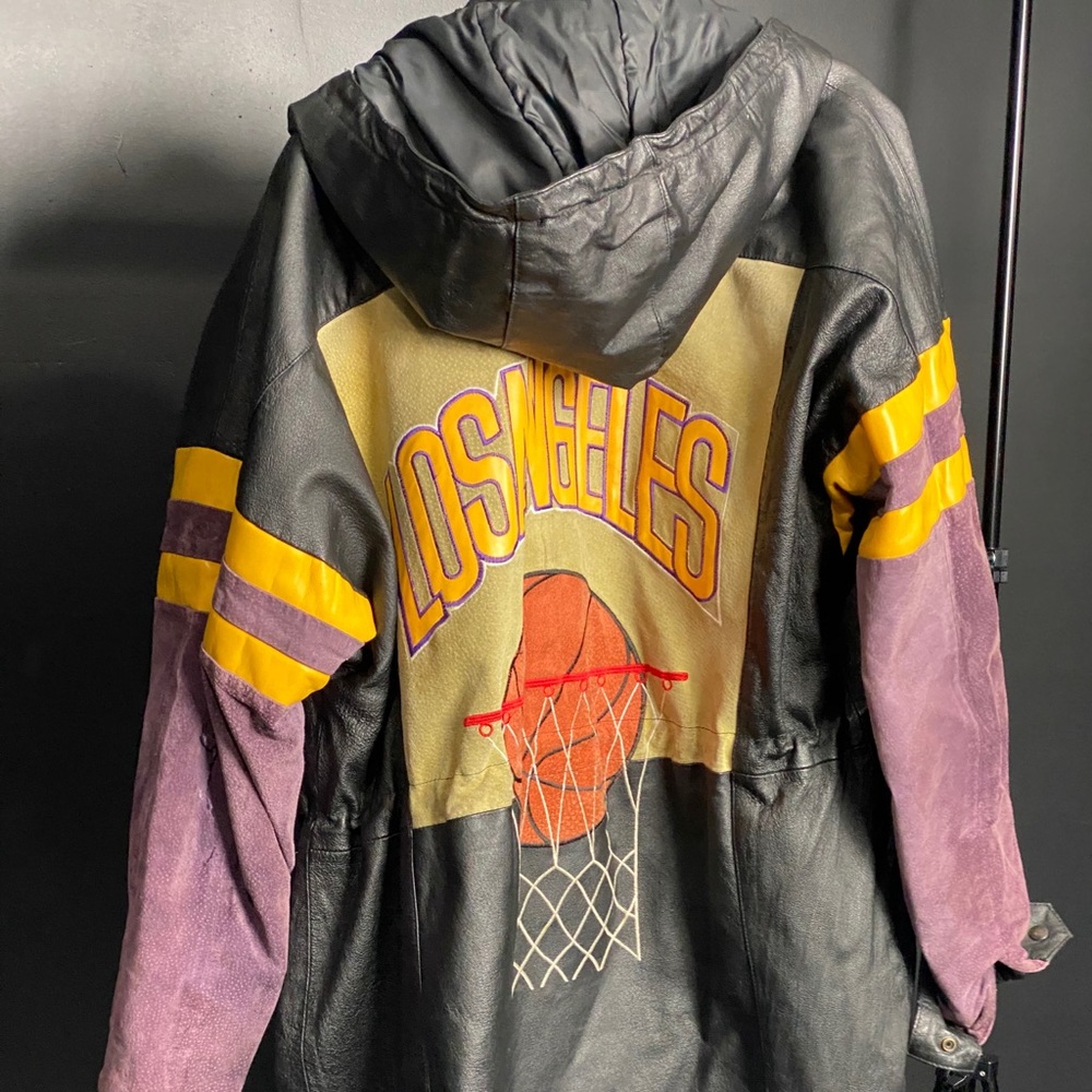 Leather Long Coat LA Basketball